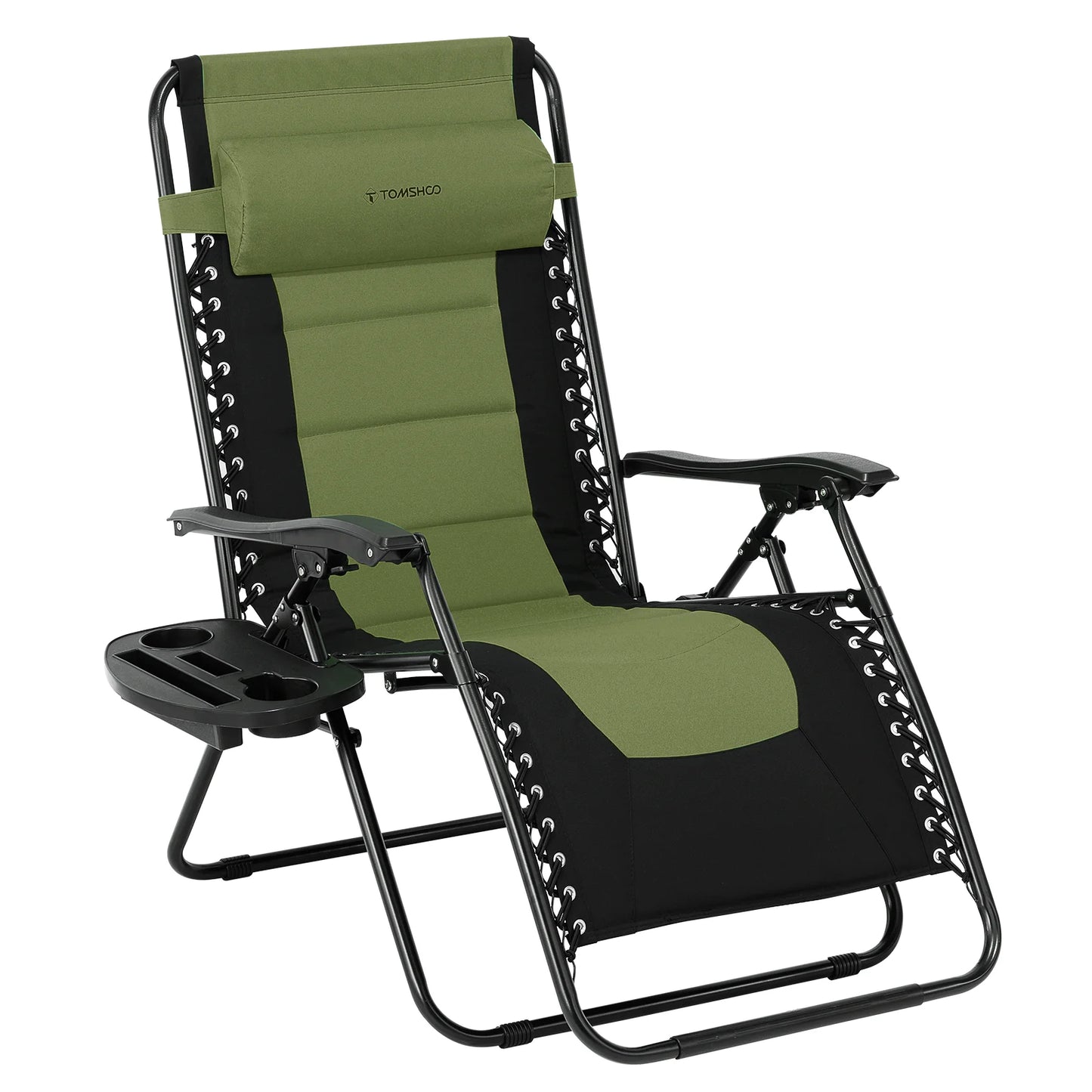 Outdoor Folding Lounge Chair Waterproof Oxford Cloth with Cotton Padded Adjustable Patio Zero Gravity Reclining Chair with Headr
