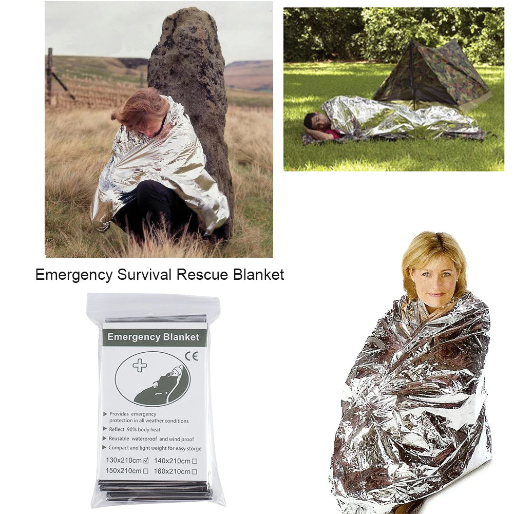 130x210cm Foil Mylar Thermal Blanket Retain Body Heat Emergency Thermal Blanket Silver Foil Blanket Perfect for Hiking Marathons
