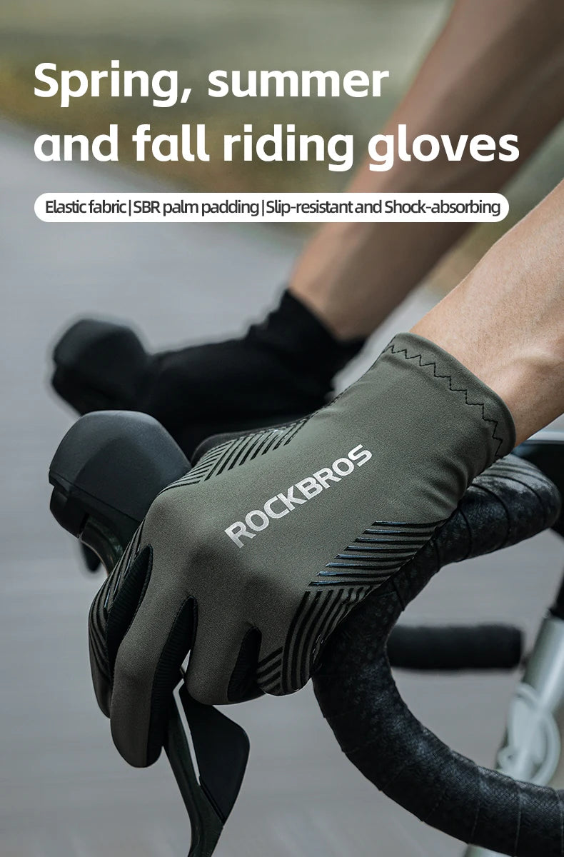 ROCKBROS Sports Cycling Gloves Breathable MTB Road Bike Non-slip Gloves Touch Screen Men Women Full Finger Motorcycle Gloves