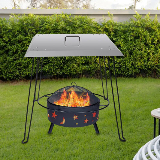 Fire Heat Deflector Outdoor Stainless Steel Fire Pits Cover Camping Fire Deflector Table Smokeless Fire Pits