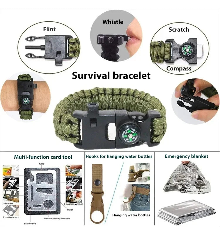 Sos Wilderness Survival Equipment Camping Outdoor Multi-functional Tool Set Adventure Self-defense First Aid Kit Multitool