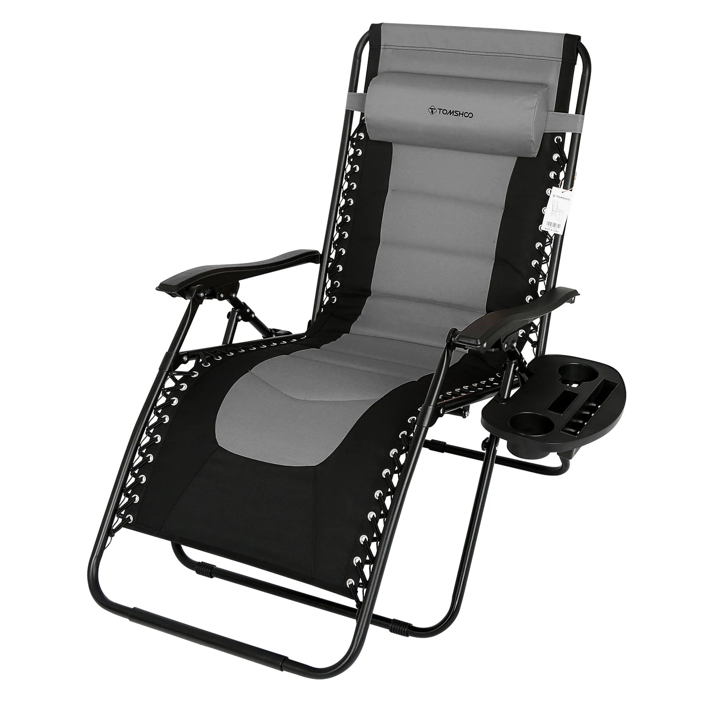 Outdoor Folding Lounge Chair Waterproof Oxford Cloth with Cotton Padded Adjustable Patio Zero Gravity Reclining Chair with Headr