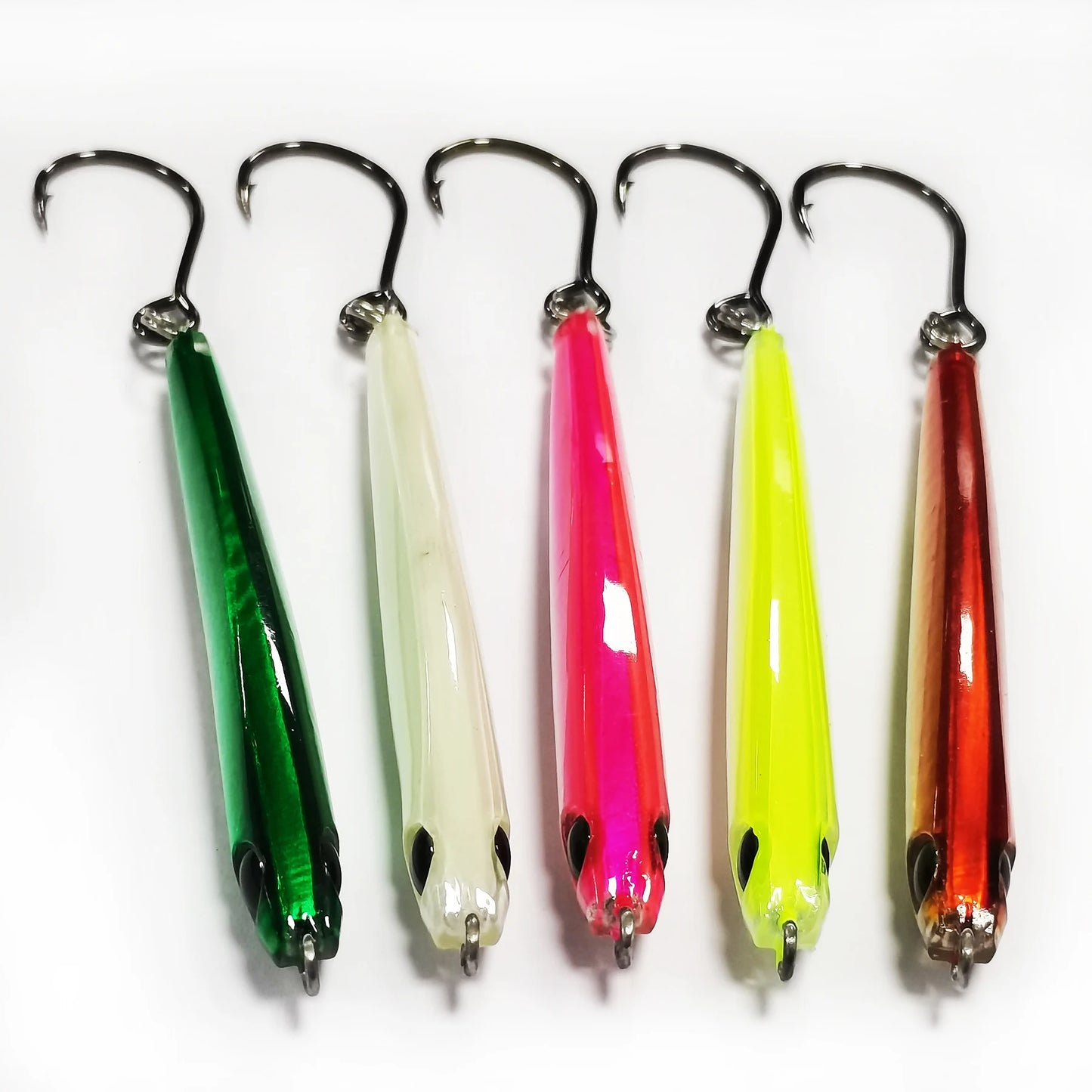 5pcs Epoxy Resin Jigs Epoxy Fishing Jig Lure  Mixed Colors with Strengthen Single Hook Great for Striped Bass Tuna and Game Fish