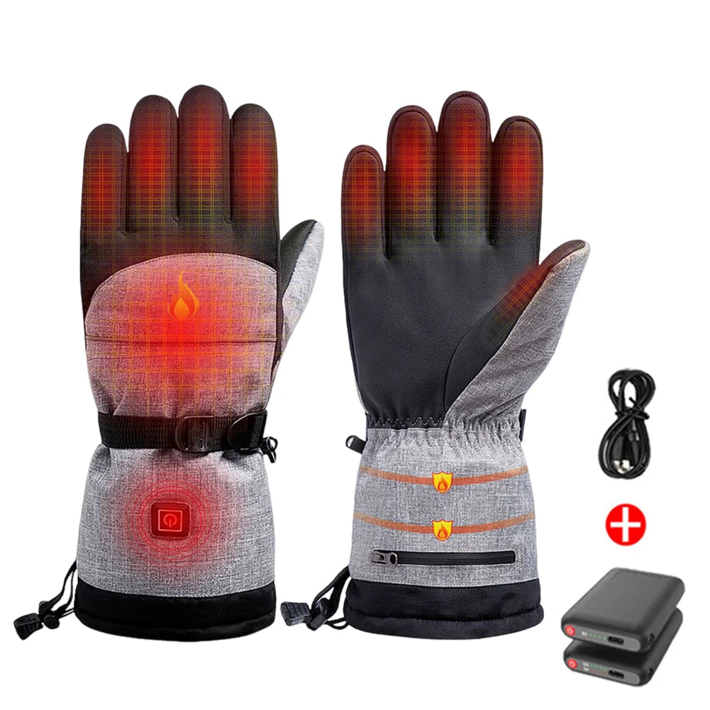 1Pair Winter Heating Gloves 5000mAh Battery Electric Hand Warmer Anti-Slip Waterproof for Outdoor Climbing Hiking Skiing Cycling