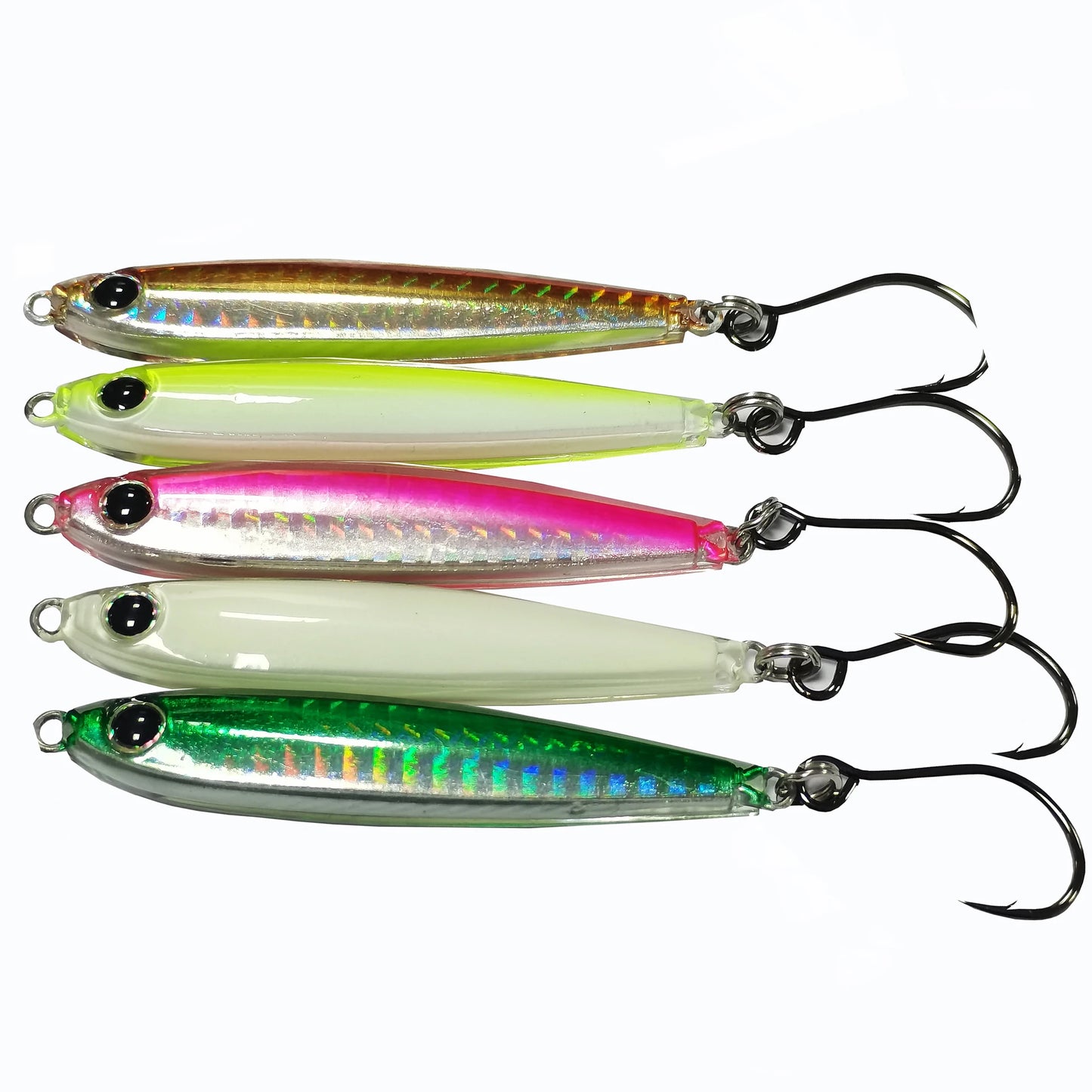 5pcs Epoxy Resin Jigs Epoxy Fishing Jig Lure  Mixed Colors with Strengthen Single Hook Great for Striped Bass Tuna and Game Fish