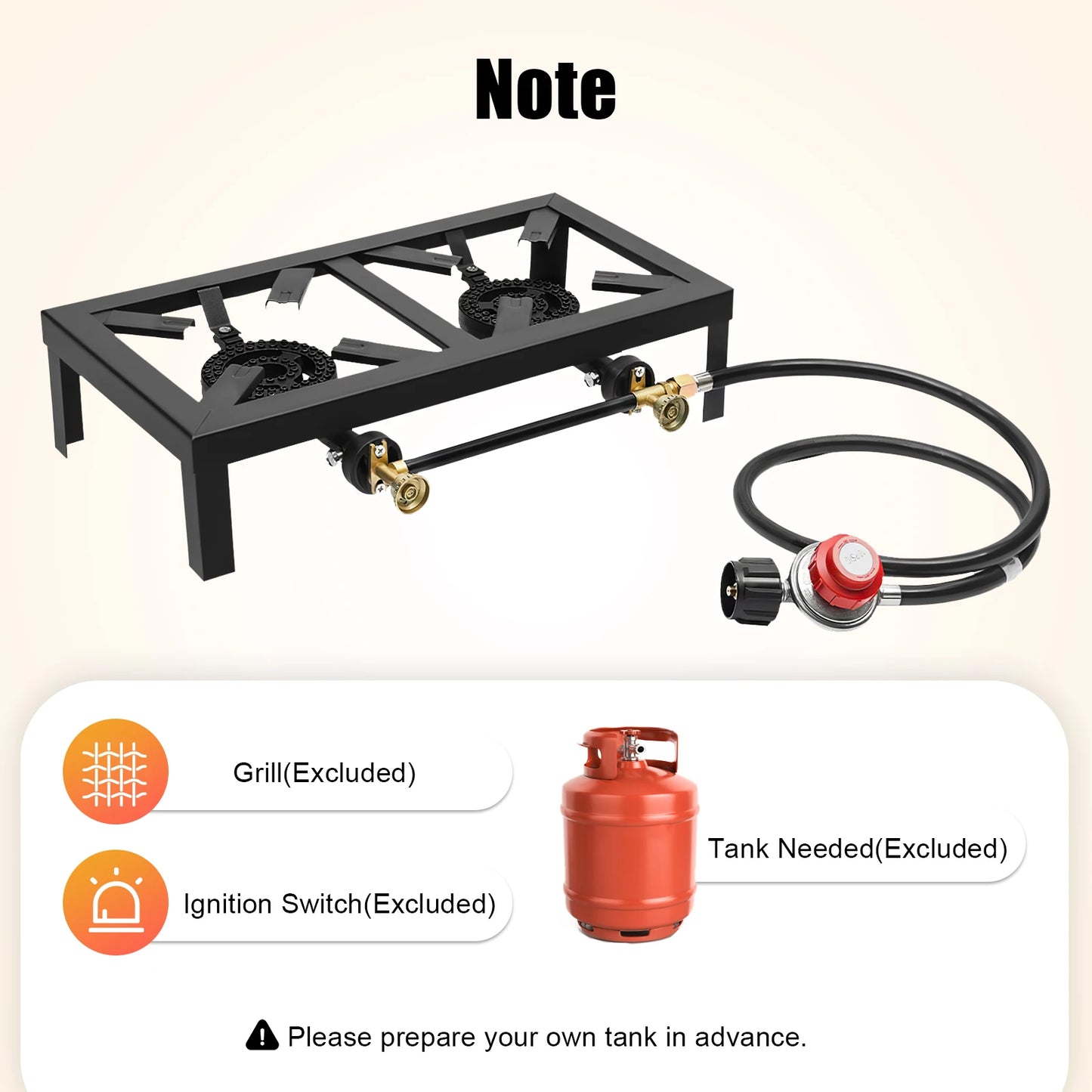 8000W Portable Double Burner Outdoor Gas Stove Propane Cooker with Adjustable 0-10Psi Regulator Hose for Patio Camping, BBQ