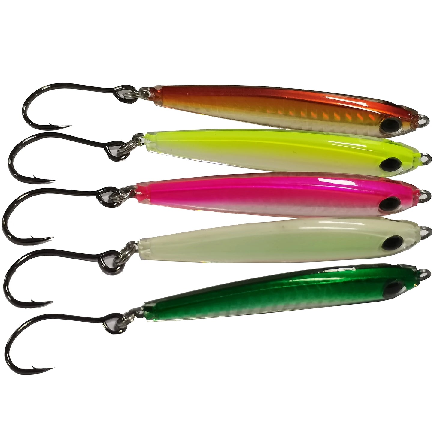 5pcs Epoxy Resin Jigs Epoxy Fishing Jig Lure  Mixed Colors with Strengthen Single Hook Great for Striped Bass Tuna and Game Fish