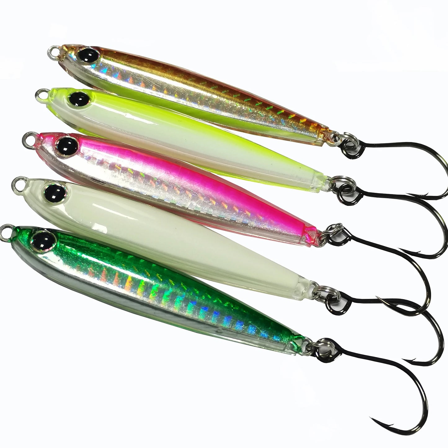 5pcs Epoxy Resin Jigs Epoxy Fishing Jig Lure  Mixed Colors with Strengthen Single Hook Great for Striped Bass Tuna and Game Fish