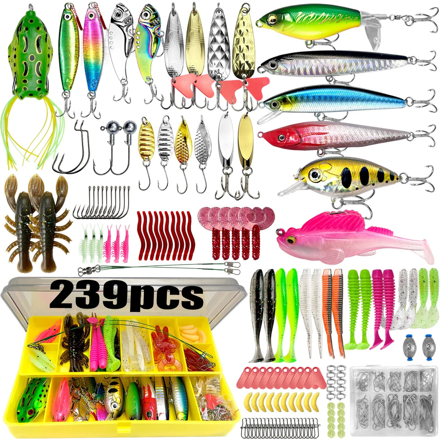 Fishing 83/133/193/239/409pcs Fishing Lure Kit For Trout/Pike/Bass Multi-Lure Fishing Set Layered Tackle Pro Gear Tackle Box