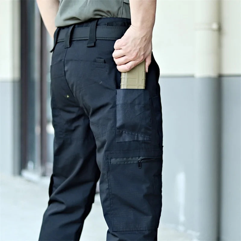 Men s Tactical Cargo Pants Lightweight Elastic Waist Outdoor Work Trousers with Multi-Pockets for Hiking and Camping