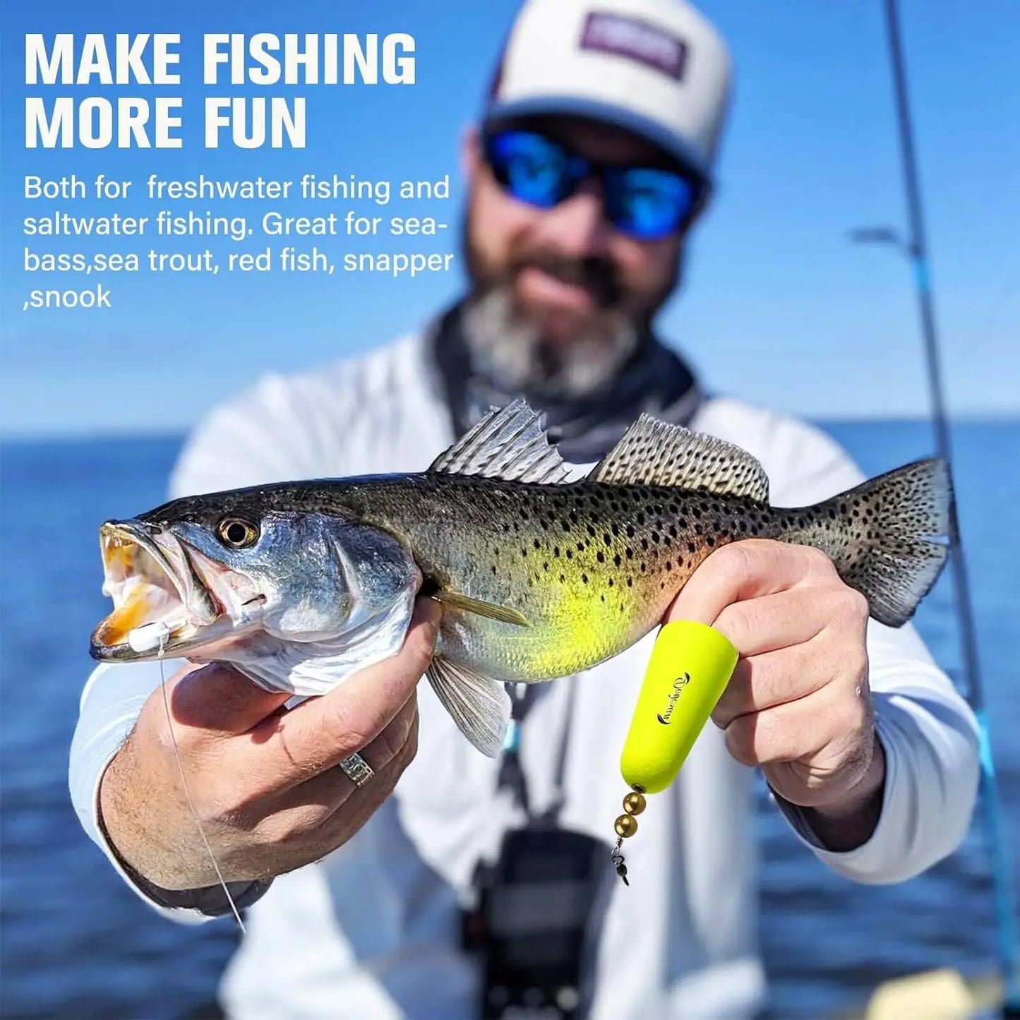 Dovesun Fishing Bobbers Popping Cork Weighted Fishing Floats Fishing Corks Popping Corks for Saltwater Freshwater 3 Shapes 3pcs/