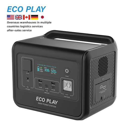 Eco Play Portable Power Supply, EP800 512Wh, LiFeP04 Battery with 800W (1600W Surge) AC Outlets for Outdoor Camping RV Home