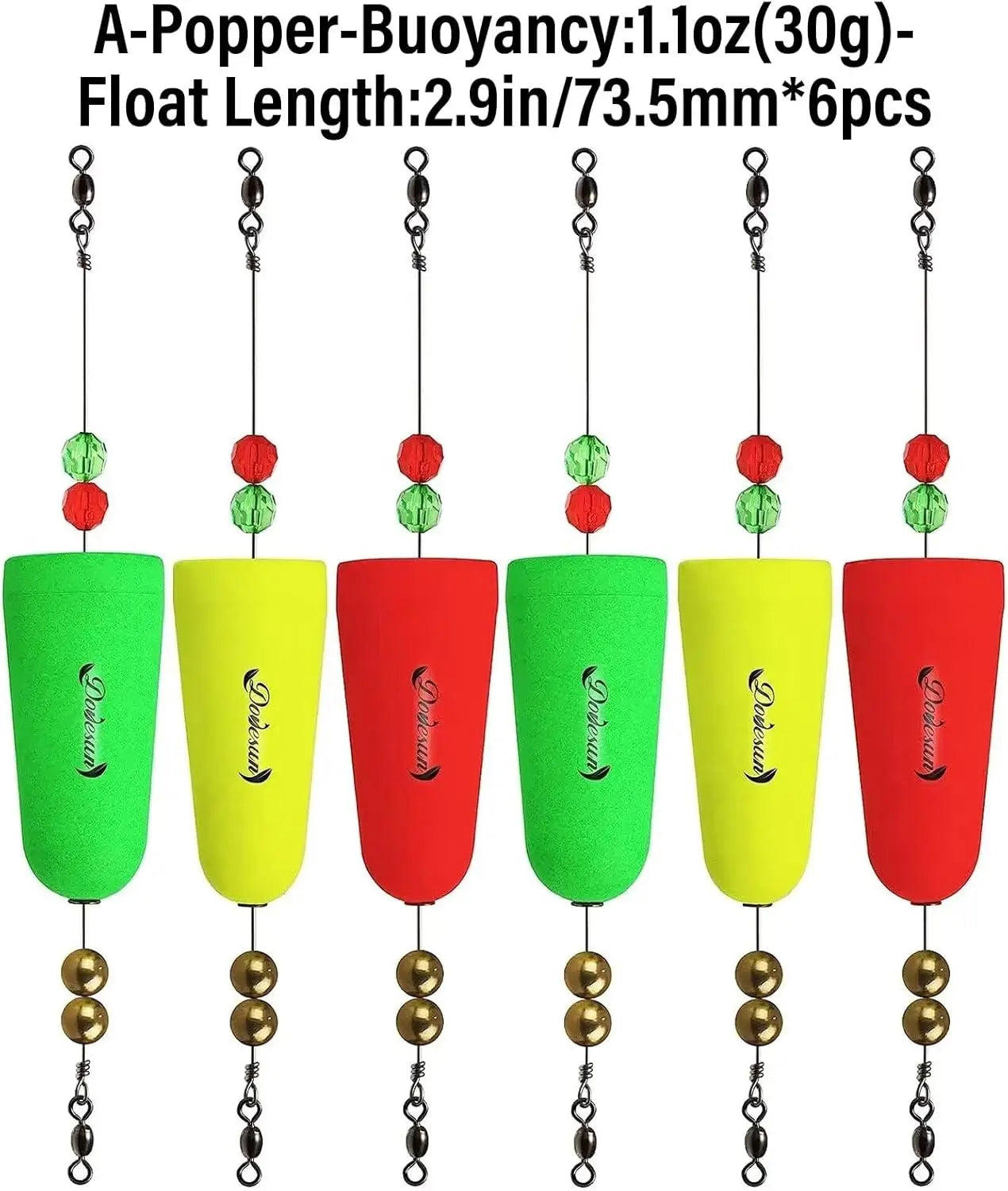 Dovesun Fishing Bobbers Popping Cork Weighted Fishing Floats Fishing Corks Popping Corks for Saltwater Freshwater 3 Shapes 3pcs/