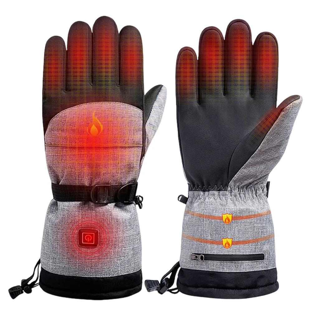 1Pair Winter Heating Gloves 5000mAh Battery Electric Hand Warmer Anti-Slip Waterproof for Outdoor Climbing Hiking Skiing Cycling