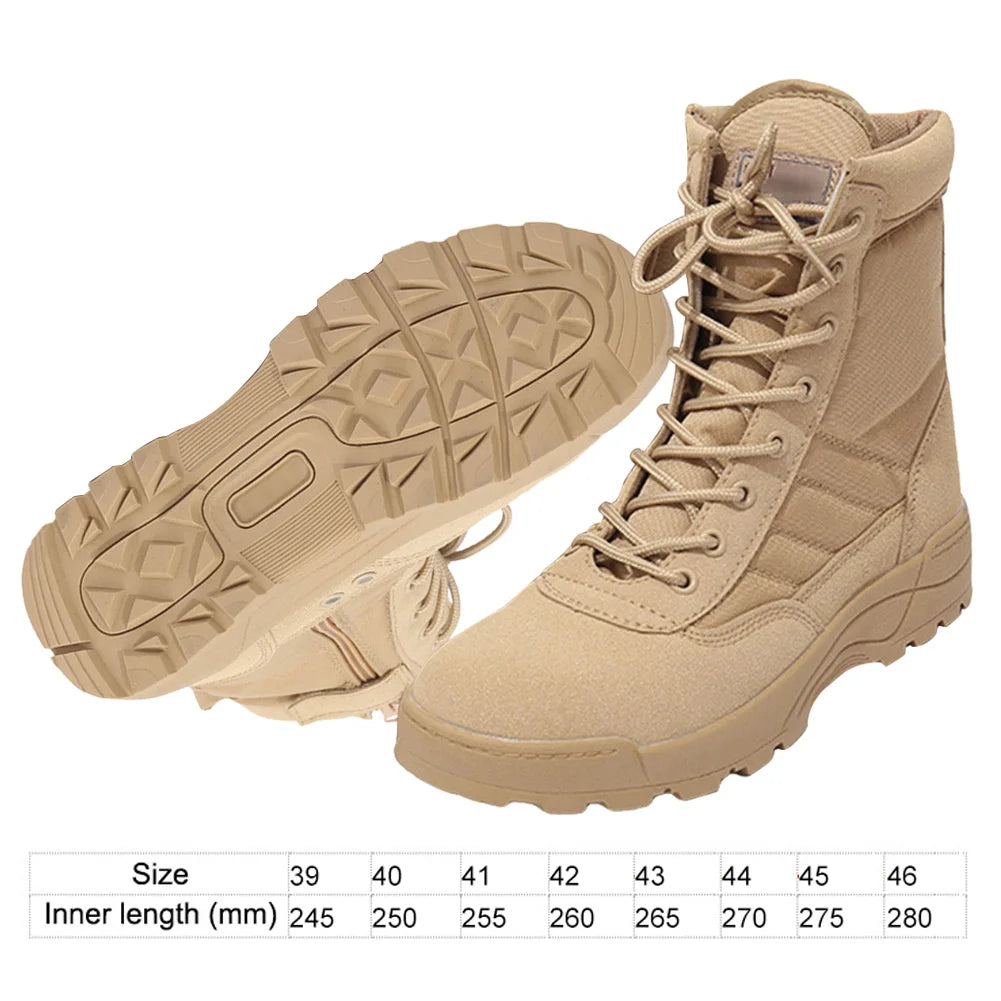 Desert Combat Boots Breathable Outdoor Hiking Boots High-top Hunting Training Boots Lightweight Non-Slip for Men