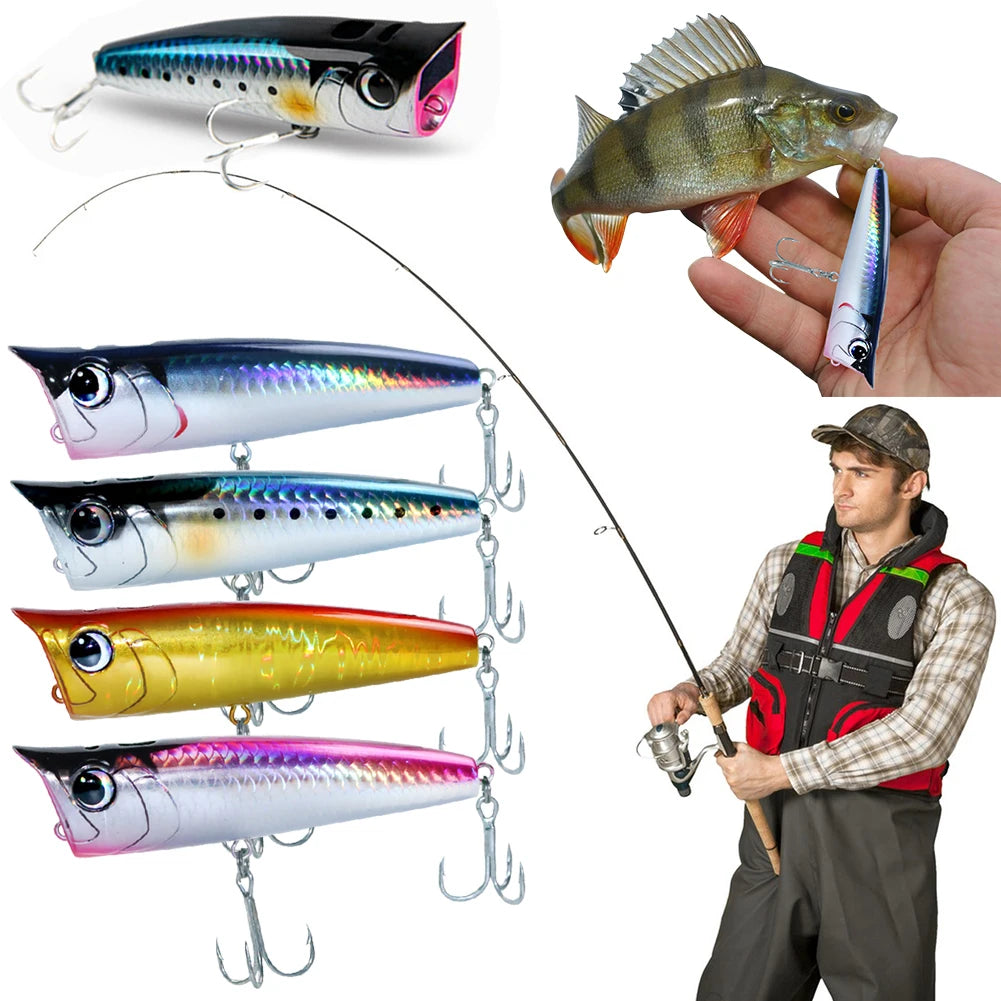 Floating Fishing Lure with Hook Topwater Bubble Baits 3D Eyes Minnow Popper Crank Baits for Freshwater Saltwater Surface Fishing