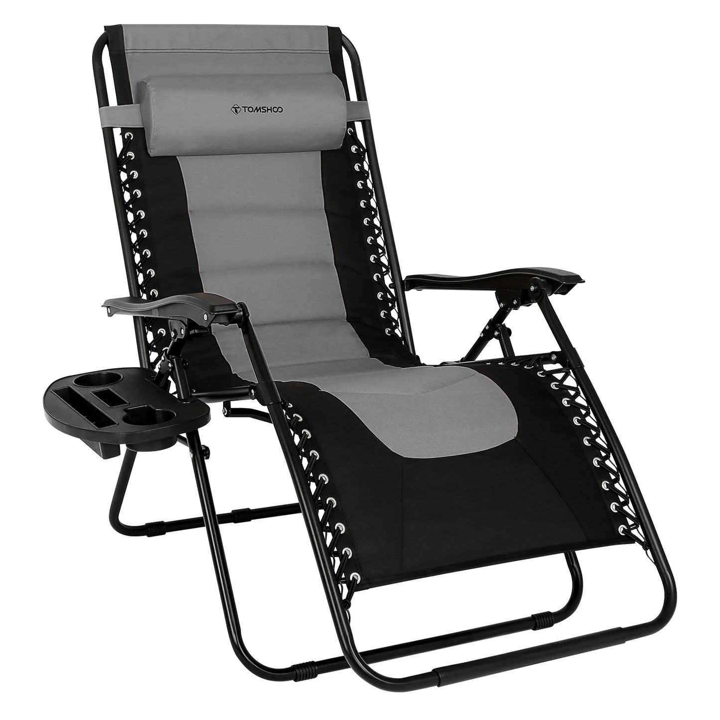 Outdoor Folding Lounge Chair Waterproof Oxford Cloth with Cotton Padded Adjustable Patio Zero Gravity Reclining Chair with Headr