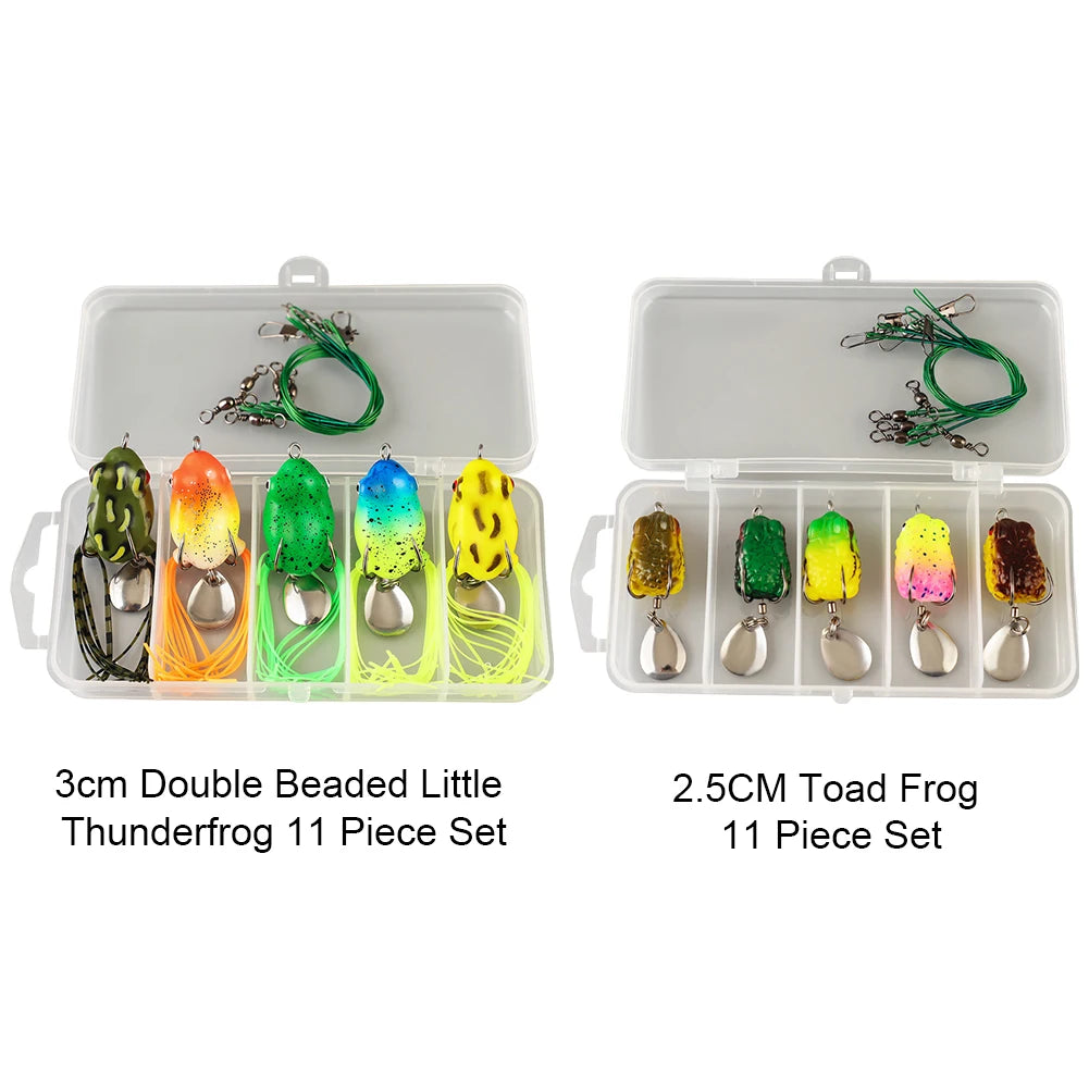 5Pcs Frog Soft Fishing Lures with Double Hooks Topwater Ray Frog Bait Soft Ray Frog Swimbait for Saltwater Freshwater