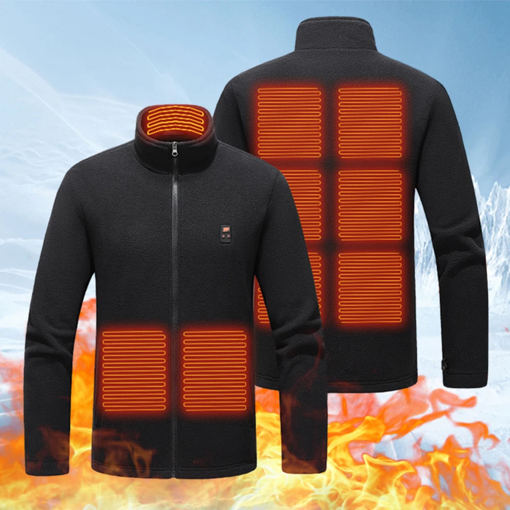 9 Heated Area Heated Insulated Jackets USB Charging Heated Zip Up Coat 3 Gear Temperature Heating Jackets Coat for Hiking Skiing