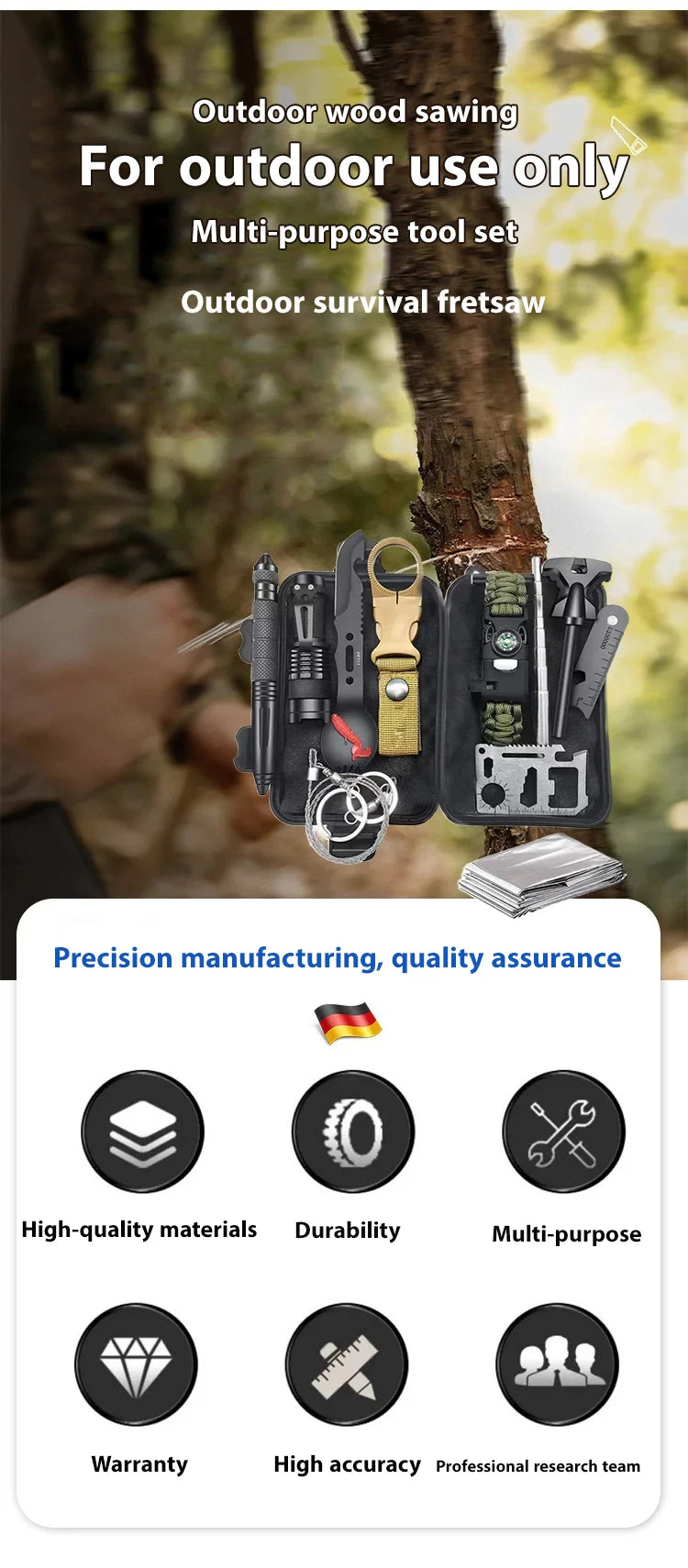 Sos Wilderness Survival Equipment Camping Outdoor Multi-functional Tool Set Adventure Self-defense First Aid Kit Multitool