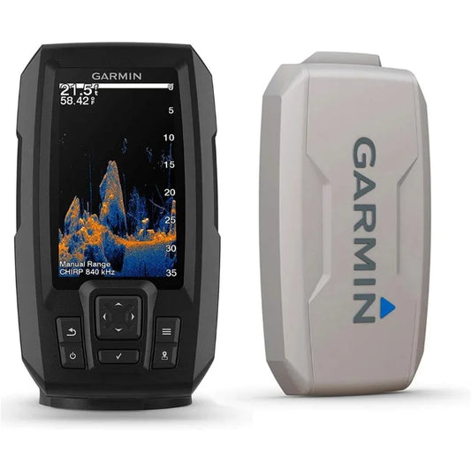 Garmin Striker Vivid 4cv Bundle with Transducer and Protective Cover, 4-inch Color Fishfinder