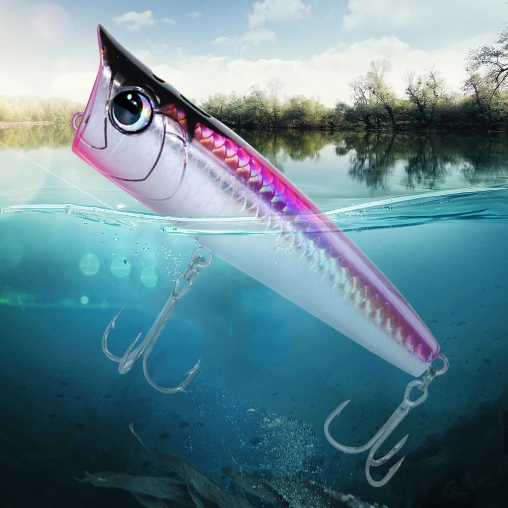 Floating Fishing Lure with Hook Topwater Bubble Baits 3D Eyes Minnow Popper Crank Baits for Freshwater Saltwater Surface Fishing