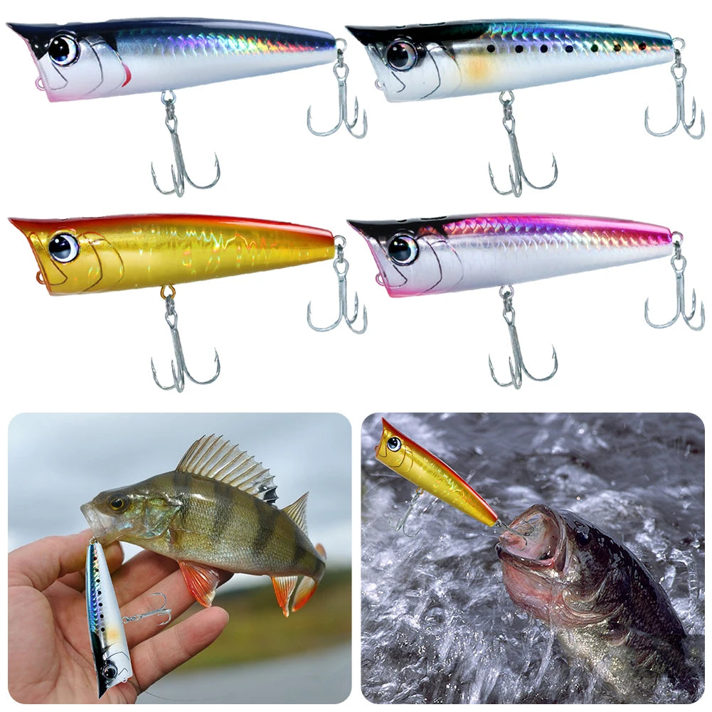 Floating Fishing Lure with Hook Topwater Bubble Baits 3D Eyes Minnow Popper Crank Baits for Freshwater Saltwater Surface Fishing