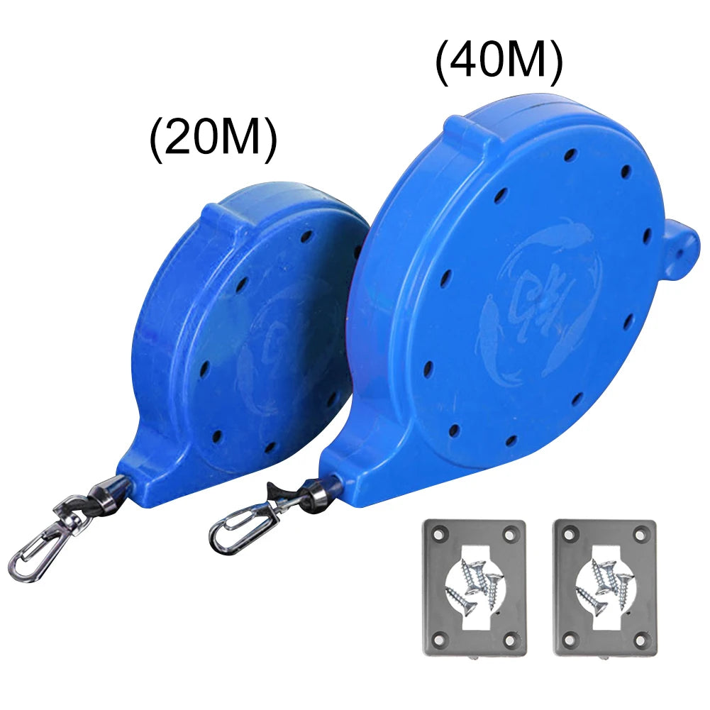 20/40M Fishing Rods Lanyard Tether Safety Line Stainless Steel Spring Sautomatic Fish Slipping Safety Device with Non-Slip Clamp